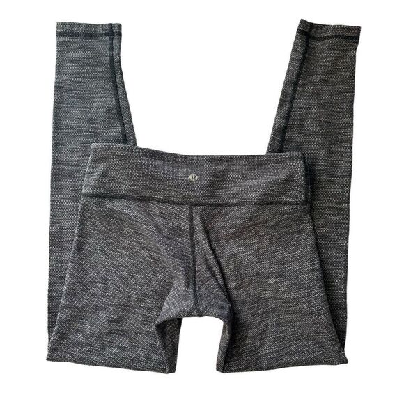 Lululemon Knit Herringbone Wunder Under full length black gray Leggings 6 - Picture 5 of 11
